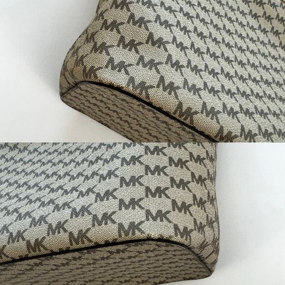 Michael Kors Signature Emry Large Tote Bag Zip Closure Shoulder Handbag Brown - Picture 7 of 13